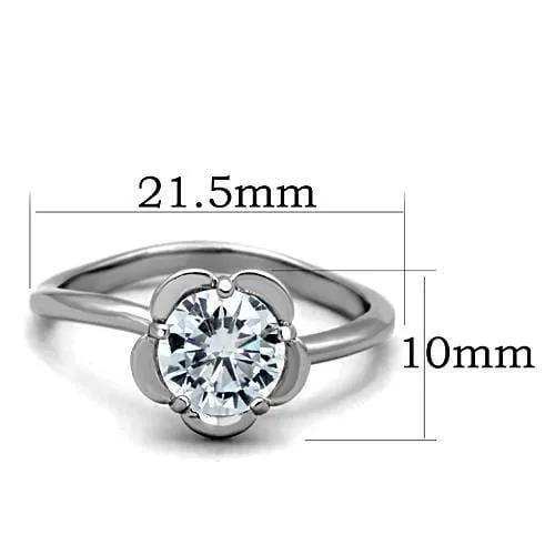 TK1540 - High polished (no plating) Stainless Steel Ring with AAA Grade CZ in Clear - Alamode - Flyclothing LLC