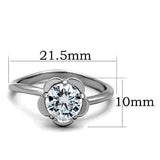 TK1540 - High polished (no plating) Stainless Steel Ring with AAA Grade CZ  in Clear - Alamode