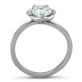 TK1540 - High polished (no plating) Stainless Steel Ring with AAA Grade CZ  in Clear - Alamode