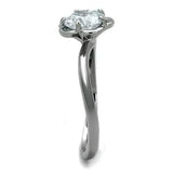 TK1540 - High polished (no plating) Stainless Steel Ring with AAA Grade CZ  in Clear - Alamode