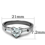 TK1541 - High polished (no plating) Stainless Steel Ring with AAA Grade CZ  in Clear - Alamode
