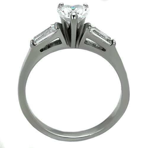 TK1541 - High polished (no plating) Stainless Steel Ring with AAA Grade CZ in Clear - Alamode - Flyclothing LLC