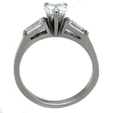 TK1541 - High polished (no plating) Stainless Steel Ring with AAA Grade CZ  in Clear