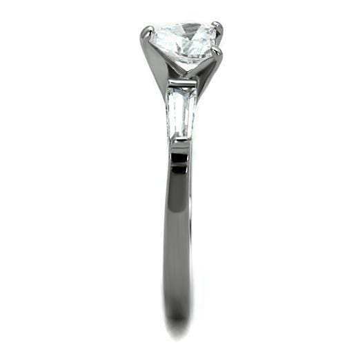 TK1541 - High polished (no plating) Stainless Steel Ring with AAA Grade CZ in Clear - Alamode - Flyclothing LLC