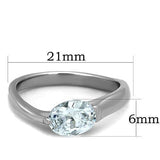 TK1542 - High polished (no plating) Stainless Steel Ring with AAA Grade CZ  in Clear