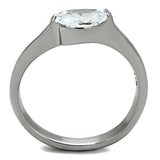 TK1542 - High polished (no plating) Stainless Steel Ring with AAA Grade CZ  in Clear - Alamode