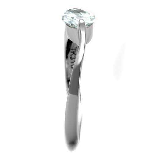 TK1542 - High polished (no plating) Stainless Steel Ring with AAA Grade CZ in Clear - Alamode - Flyclothing LLC