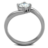 TK1543 - High polished (no plating) Stainless Steel Ring with AAA Grade CZ  in Clear - Alamode