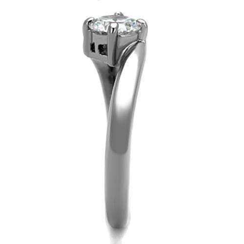 TK1543 - High polished (no plating) Stainless Steel Ring with AAA Grade CZ in Clear - Alamode - Flyclothing LLC