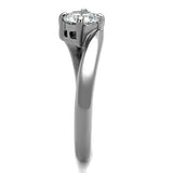 TK1543 - High polished (no plating) Stainless Steel Ring with AAA Grade CZ  in Clear - Alamode