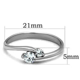 TK1544 - High polished (no plating) Stainless Steel Ring with AAA Grade CZ  in Clear - Alamode