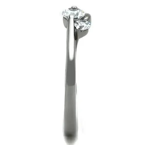TK1544 - High polished (no plating) Stainless Steel Ring with AAA Grade CZ in Clear - Alamode - Flyclothing LLC