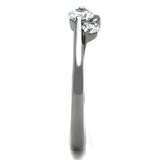 TK1544 - High polished (no plating) Stainless Steel Ring with AAA Grade CZ  in Clear - Alamode