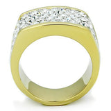 TK1545 - Two-Tone IP Gold (Ion Plating) Stainless Steel Ring with Top Grade Crystal  in Clear - Alamode