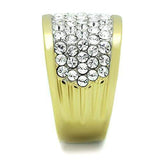 TK1545 - Two-Tone IP Gold (Ion Plating) Stainless Steel Ring with Top Grade Crystal in Clear - Alamode - Flyclothing LLC