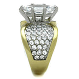 TK1548 - Two-Tone IP Gold (Ion Plating) Stainless Steel Ring with AAA Grade CZ  in Clear - Alamode