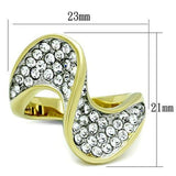 TK1549 - Two-Tone IP Gold (Ion Plating) Stainless Steel Ring with Top Grade Crystal  in Clear - Alamode