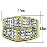 TK1550 - Two-Tone IP Gold (Ion Plating) Stainless Steel Ring with Top Grade Crystal in Clear - Alamode - Flyclothing LLC