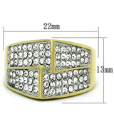TK1550 - Two-Tone IP Gold (Ion Plating) Stainless Steel Ring with Top Grade Crystal  in Clear - Alamode