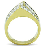 TK1550 - Two-Tone IP Gold (Ion Plating) Stainless Steel Ring with Top Grade Crystal  in Clear - Alamode