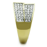 TK1550 - Two-Tone IP Gold (Ion Plating) Stainless Steel Ring with Top Grade Crystal  in Clear - Alamode