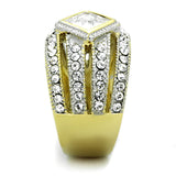 TK1551 - Two-Tone IP Gold (Ion Plating) Stainless Steel Ring with AAA Grade CZ  in Clear