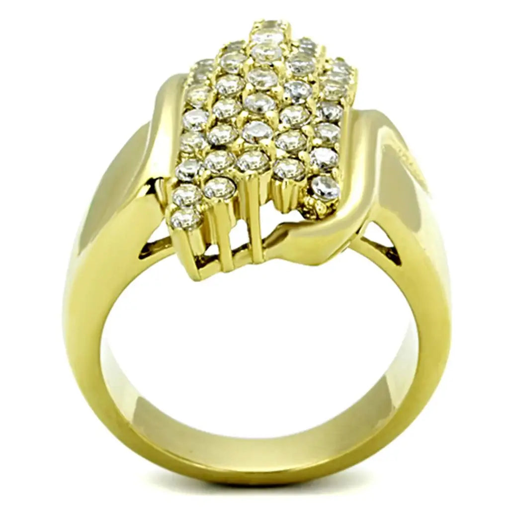 TK1554 - IP Gold(Ion Plating) Stainless Steel Ring with AAA Grade CZ in Clear - Alamode - Flyclothing LLC