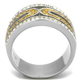 TK1555 - Two-Tone IP Gold (Ion Plating) Stainless Steel Ring with Top Grade Crystal in Topaz - Alamode - Flyclothing LLC