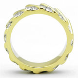 TK1557 - Two-Tone IP Gold (Ion Plating) Stainless Steel Ring with Top Grade Crystal in Clear - Alamode - Flyclothing LLC