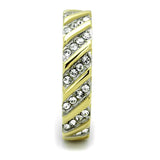 TK1557 - Two-Tone IP Gold (Ion Plating) Stainless Steel Ring with Top Grade Crystal in Clear - Alamode - Flyclothing LLC