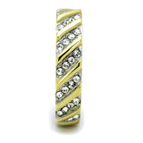 TK1557 - Two-Tone IP Gold (Ion Plating) Stainless Steel Ring with Top Grade Crystal  in Clear - Alamode