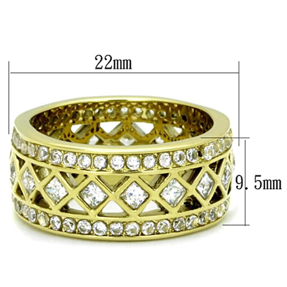 TK1558 - IP Gold(Ion Plating) Stainless Steel Ring with AAA Grade CZ in Clear - Alamode - Flyclothing LLC