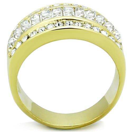 TK1561 - IP Gold(Ion Plating) Stainless Steel Ring with Top Grade Crystal in Clear - Alamode - Flyclothing LLC