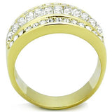 TK1561 - IP Gold(Ion Plating) Stainless Steel Ring with Top Grade Crystal  in Clear - Alamode
