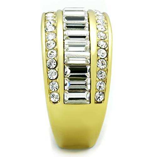 TK1561 - IP Gold(Ion Plating) Stainless Steel Ring with Top Grade Crystal in Clear - Alamode - Flyclothing LLC