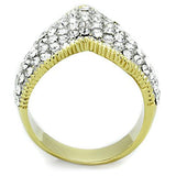 TK1562 - Two-Tone IP Gold (Ion Plating) Stainless Steel Ring with Top Grade Crystal  in Clear - Alamode