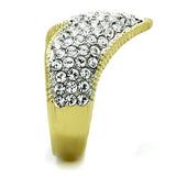 TK1562 - Two-Tone IP Gold (Ion Plating) Stainless Steel Ring with Top Grade Crystal  in Clear - Alamode