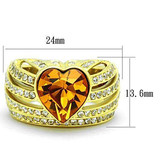 TK1563 - IP Gold(Ion Plating) Stainless Steel Ring with Top Grade Crystal in Topaz - Alamode - Flyclothing LLC