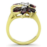 TK1565 - Two-Tone IP Gold (Ion Plating) Stainless Steel Ring with Synthetic Synthetic Glass in Amethyst - Alamode