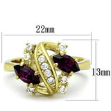 TK1567 - IP Gold(Ion Plating) Stainless Steel Ring with Top Grade Crystal  in Amethyst - Alamode