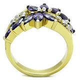 TK1568 - Two-Tone IP Gold (Ion Plating) Stainless Steel Ring with AAA Grade CZ  in Amethyst - Alamode