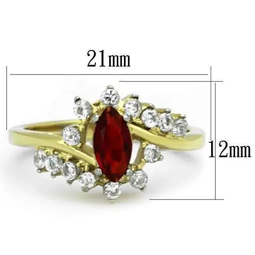 TK1569 - Two-Tone IP Gold (Ion Plating) Stainless Steel Ring with Synthetic Synthetic Glass in Siam - Alamode - Flyclothing LLC