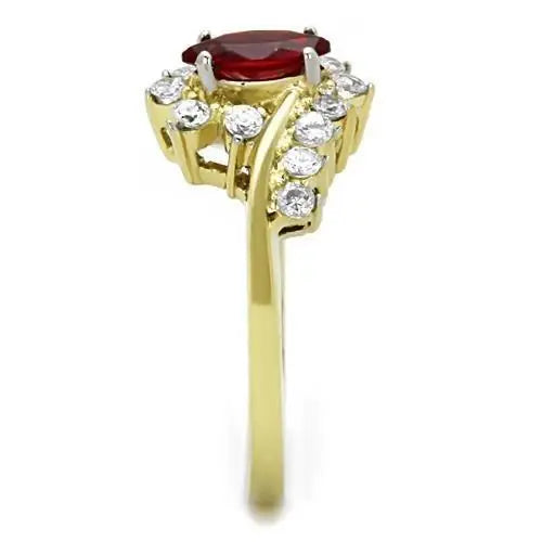 TK1569 - Two-Tone IP Gold (Ion Plating) Stainless Steel Ring with Synthetic Synthetic Glass in Siam - Alamode - Flyclothing LLC