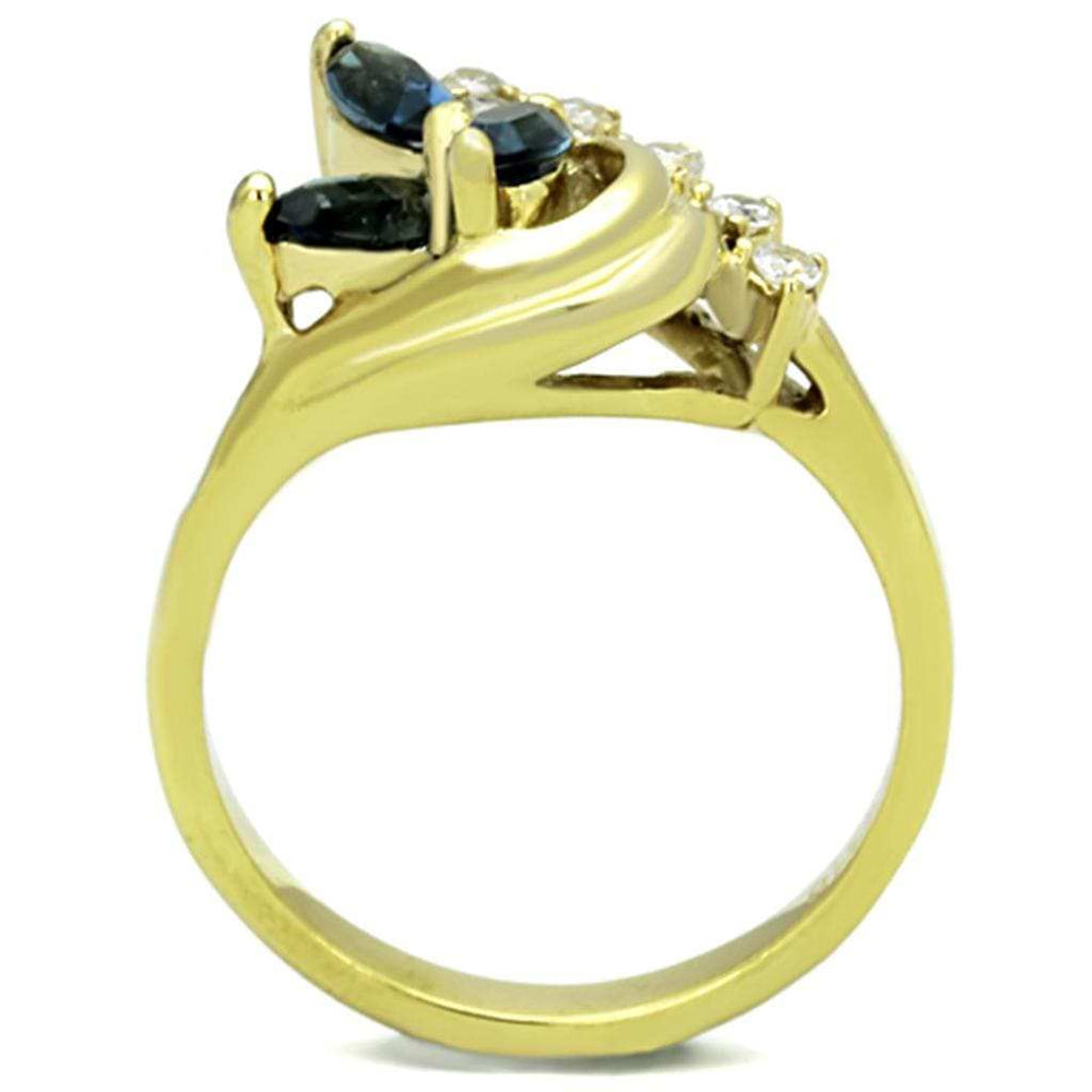 TK1571 - IP Gold(Ion Plating) Stainless Steel Ring with Top Grade Crystal in Montana - Alamode - Flyclothing LLC