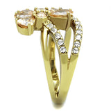 TK1574 - IP Gold(Ion Plating) Stainless Steel Ring with AAA Grade CZ  in Champagne - Alamode