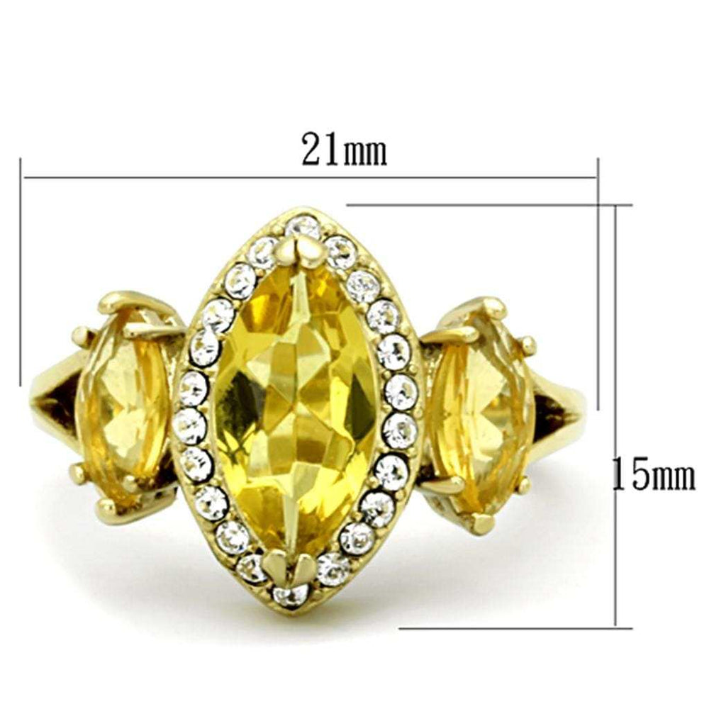 TK1578 - IP Gold(Ion Plating) Stainless Steel Ring with Synthetic Synthetic Glass in Topaz - Alamode - Flyclothing LLC