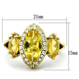 TK1578 - IP Gold(Ion Plating) Stainless Steel Ring with Synthetic Synthetic Glass in Topaz - Alamode