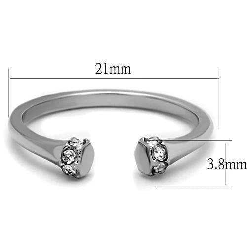 TK1580 - High polished (no plating) Stainless Steel Ring with Top Grade Crystal in Clear - Alamode - Flyclothing LLC