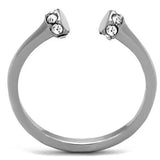 TK1580 - High polished (no plating) Stainless Steel Ring with Top Grade Crystal in Clear - Alamode - Flyclothing LLC