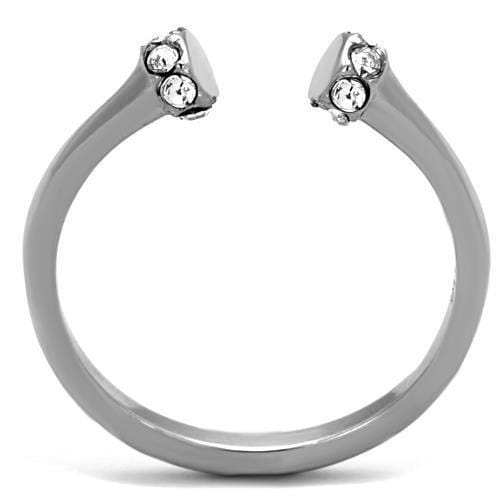 TK1580 - High polished (no plating) Stainless Steel Ring with Top Grade Crystal in Clear - Alamode - Flyclothing LLC